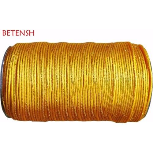 2.5mm Golden Yellow Add Gold Line Rattail Satin Nylon Cord-250M/Roll Jewelry Accessories Macrame Rope Bracelet Strings