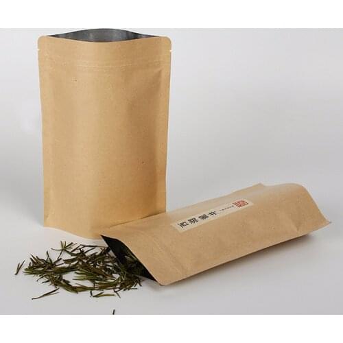 50 Pcs Kraft Paper Foil Stand Up Zip lock Bags Pouches,Kraft Foil Standing Bags,Tea Packaging Width 9cm to 20 cm Free Shipping