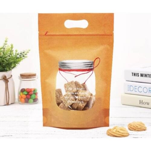50pcs Window Baked Food Packaging Bag Wedding Party Candy Biscuit Self-sealing Zipper Bag DIY Gifts Bags