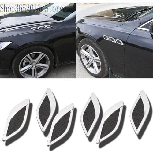 6pcs For Volvo XC60 S90 XC90 V90 2018-2019 ABS Chrome Exterior Fender Side Vent Air Flow Grille Decoration Sticker Car Styling