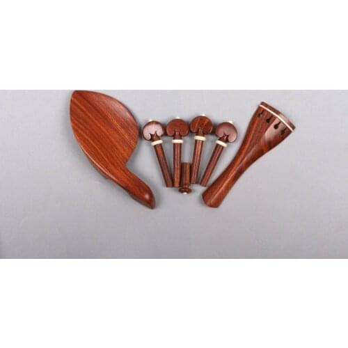 4/4 Violin Accessories Rosewood Pegs Chin rest Tailpiece Violin parts Bone Inlay Violin parts