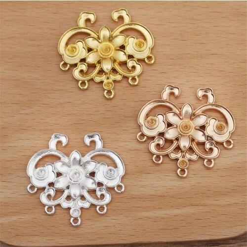 DIY Jewelry Accessories 34.5*33.5mm Alloy Headdress Materials Flower Slice Charms For Jewelry Making