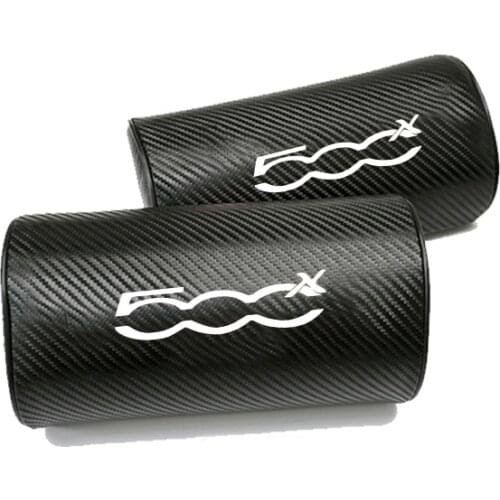 Car Neck Pillow For Fiat 500X Carbon Fiber Texture PU leather Auto Car Seat Head Neck Rest Cushion Headrest Pad