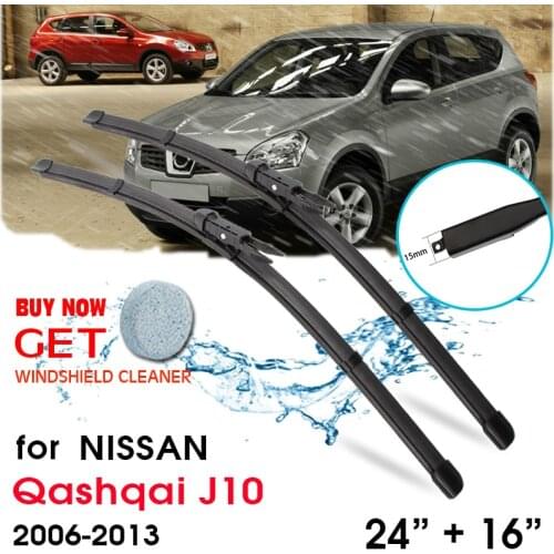 Car Front Wiper Blade For Nissan Qashqai j10 2006 2007 2008 2009 2010 2011 2012 2013 Windshield Front Window Auto Wipers 24"+16"