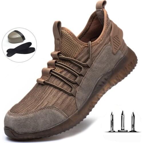 Summer Labor Insurance Shoes Mens Steel Toe Cap Anti-smash And Anti-stab Safety Shoes Lightweight Breathable Work Boots Men