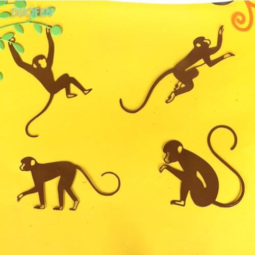 DUOFEN METAL CUTTING DIES 050073 cute monkeys cutout lace hollow embossing stencil DIY Scrapbook Paper Album 2018 new