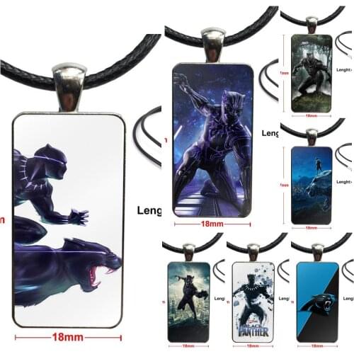 Brand Stainless Steel Color Jewelry Fashion Statement Necklace Glass Necklaces Pendants For Unisex Gift Black Panther
