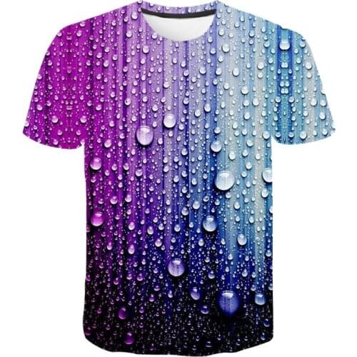 Water Droplets T-Shirt Men Women Children Summer Short Sleeve Waterdrop 3D Pattern Printed Boy Girl Kids Cool Tees Tops Clothing