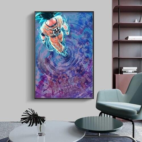 Dragon Ball Goku Back View Water Ripple Canvas Painting Wall Art Print Anime Posters Mural Living Room Home Decoration Cudros
