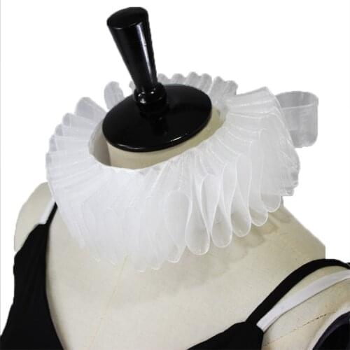 Gothic Middle Age Neck Ruff Handmade Lace Victorian Elizabeth Ruffles Collar Costumes