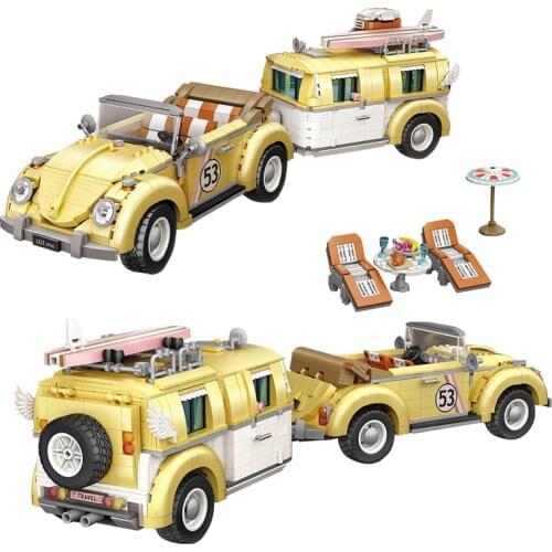 2228 PCS Mini Blocks City Vehicles Camper Van Touring Car Model Bricks Building DIY Educational Toys for Children Xmas Gifts