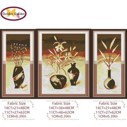 GG Flower Art Pattern Design Cross Stitching Handmade Craft Joy Sunday Cross Stitch Needlework Embroidery Kit for Home Decor