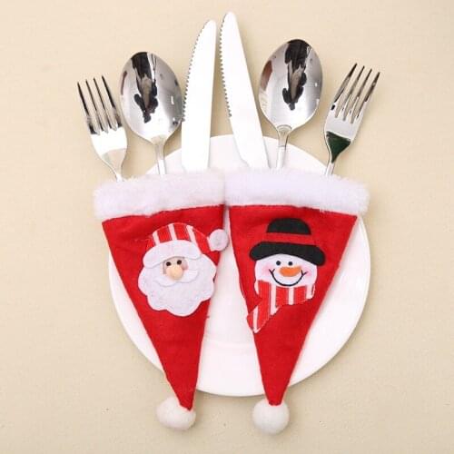 6 pieces of New Year home decorations Christmas knife and fork set family Navidad Christmas decorations tableware bottle cap hat