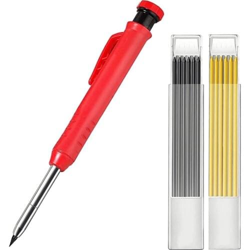 Solid Carpenter Pencil Set For Construction, Deep Hole Mechanical Pencils Wood Marker Marking Tool For Carpenter Scriber
