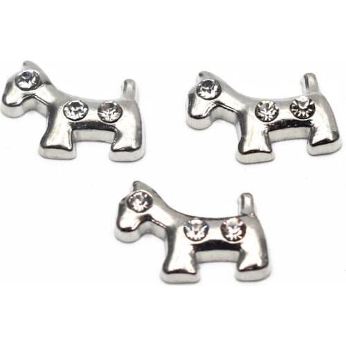 New Arrival 10pcs/lot dog crystal Alloy floating charms living glass memory floating lockets diy jewelry
