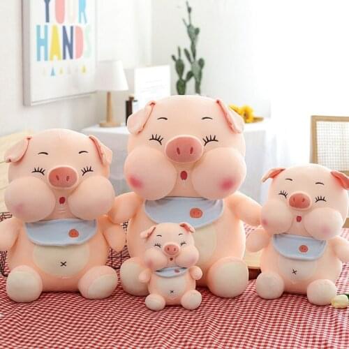 New Kawaii Doodle Pig Plush Toys Cartoons Cute Scarf Little Pink Pig Animal Figurine Four-way Stretch Stuffed Doll Child Gift