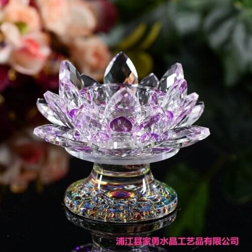 Wholesale Buddhist butter lamp crystal lotus Candlestick for lamp lotus home decoration lamp holder crafts