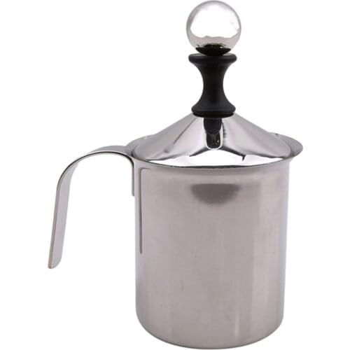Original 400ML Manual Milk Frother Stainless Steel Double Mesh Milk Creamer Milk Foam Mesh Coffee Foamer Creamer