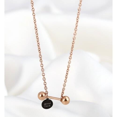 Fashion Birthday Party Gift Good Luck Necklace For Women Luxury Rose Gold Color Stainless Steel Neck Jewelry Accessories Girls
