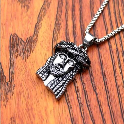Necklaces Religion 60cm Stainless Steel Chains Necklace New Long Necklace Men Women Titanium Steel Jesus Avatar Pendants