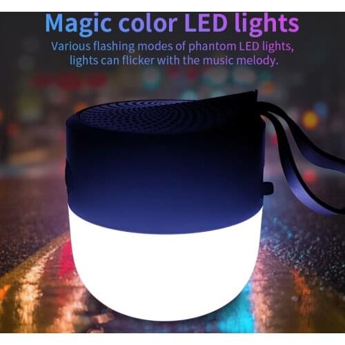 Portable Bluetooth Speaker Wireless Mini Column Powerful Bass Music Center TF USB FM HIFI Sound BoomBox Home Theater LED Light