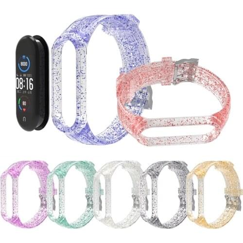 BOORUI Smart Accessory Wristband Mi Band 6 Watchbands For Xiaomi My Band Belt 5 Glitter Transparent Mi Band 3 4 5 6 Strap