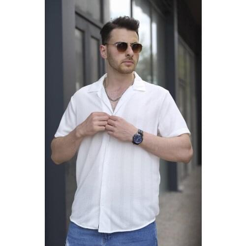 Parker Waffle Fabric Plaid Detailed Apaj Collar Men 'S Shirt