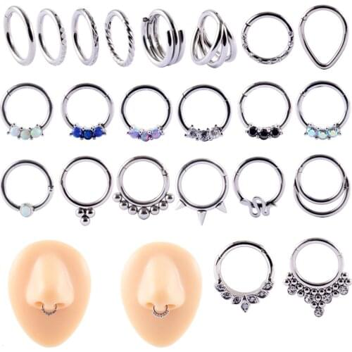 1PC Stainless Steel Septum Clicker Hoop Ring Nose Labret Ear Tragus Cartilage Daith Helix Earring Stud Body Piercing Jewelry