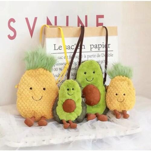 Cute plush avocado bag pineapple doll messenger bag change card bag pendant plush toy
