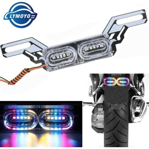 LYMOYO Motorcycle DRL Strobe brake Lamp LED Flash Stop Light flow RGB colorful LED License Plate tai police warning day light