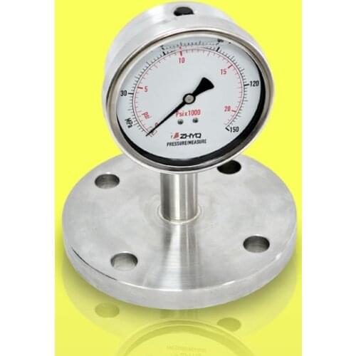 Flange-type shock-proof diaphragm pressure gauge, easy to install, stainless steel package [support customization]