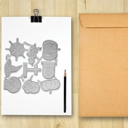 50LB Cute 9 Pieces Pumpkin Tombstone Embossing Stencil Metal Cutting DIY Embossing Stencil New Metal Cutting Dies Technology