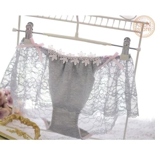 Underpants Women Underwear Panties Low Waist Hollow Sexy Four Corner Lotus Leaf Lace Nylon Boxer Lingerie 224