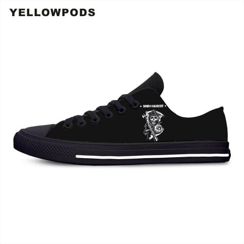 Flats Classic Canvas Shoes Anarchy Hot Cool Sons Low Top Of Women Woman Black Flats 3D Print Casual Fashion Shoes