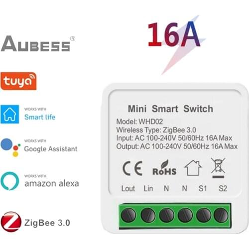 Tuya ZigBee 3.0 Smart Light Switch Module Smart Home Mini Smart Switch DIY Breaker Supports 2 Way Control For Alexa Google Home