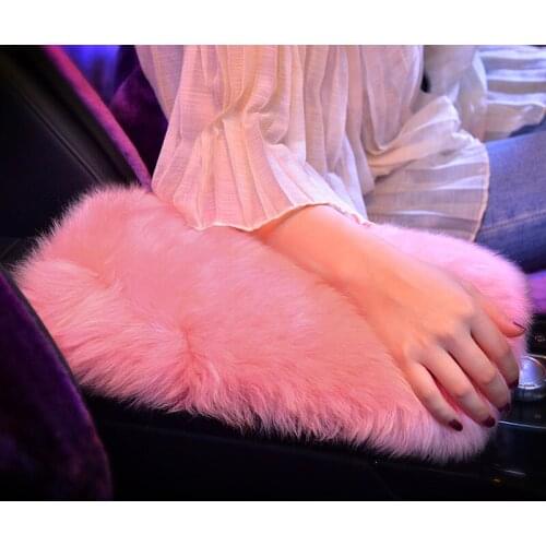 Universal Furry Auto Center Console Pad Sheepskin Wool Car Armrest Seat Box Cover Protector Pad Cushion