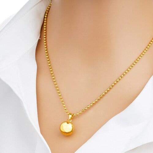 VamoosyGold Beads Statement Necklaces Pendants Chokers Woman Collar 45cm Beads Chain 24K Yellow Gold Filled Women Charm Jewelry
