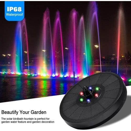 7V 3W Solar Fountain IP68 Waterproof Pools Fountains Colorful LED Lights Swimming Pump Panel Solar Powered Fountains Dropship