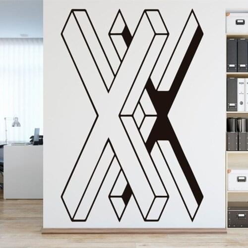 X Illusion Stereo Effect Vinyl Wall Decal Home Office Minimalist Decorative Art Wall Sticker Sticker Mural JH26