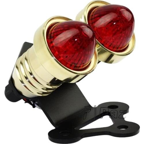 Pazoma Motorcycle Tail Light LED Twin Dual Taillight License Plate Light Brake Stop Light