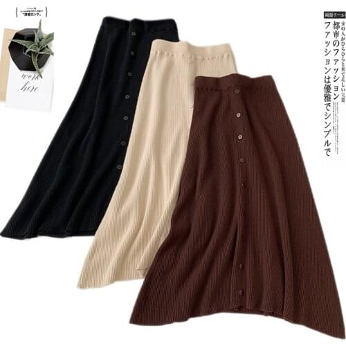 2020 Ins Fashion Autumn Winter Women Knit Skirts Long Skirt Women Fashion Thick Skirt