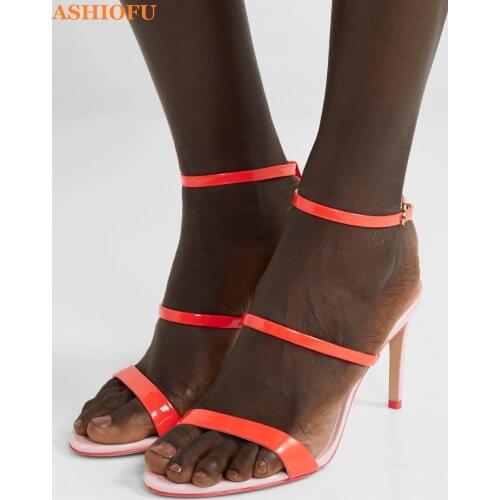 ASHIOFU Handmade Ladies High Heel Sandals Hot Sale Night-club Party Prom Summer Shoes Sexy Evening Dance Fashion Sandals Shoes