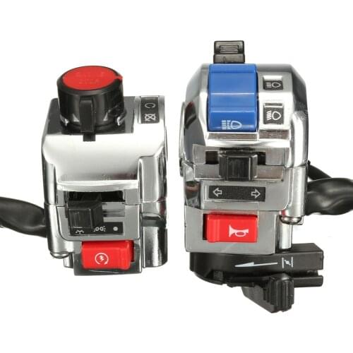 Horn Engine Start Handlebar Turn Signal Light Chrome Casing Control Switch Universal Electrical Motorcycle Part Integrated