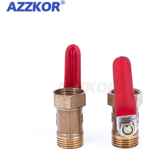 1/4" PT 3/8" PT 1/2"PT Female/Male Threaded Red Lever Handle Brass Ball Valve Connector Pipe Fitting Coupler