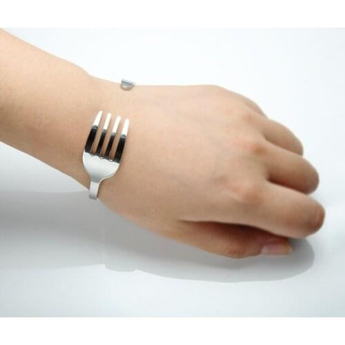 1 Pc Personality Fork Bangles Open Size Punk Style For All Cute Women Men Girls 4 Colors Jewelry