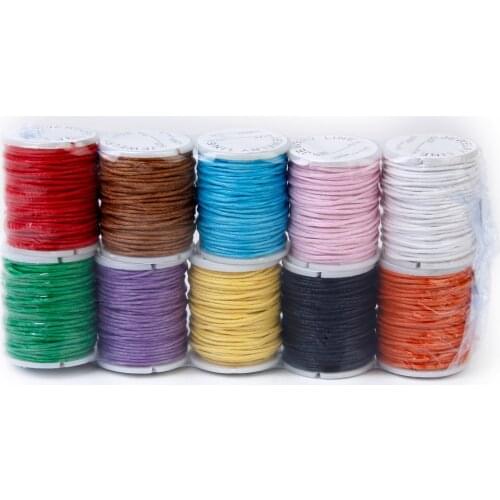 10 Rolls Mix-Colors Waxed Cotton String Beading Thread 1mm for Jewelry Craft DIY