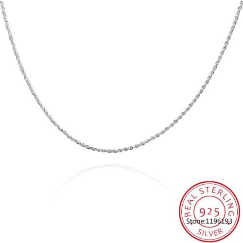 2mm Rope Chain For Pendant Necklace Women And Men 925 Sterling Silver Fine Jewelry 40-60cm Twisted Chain Necklace