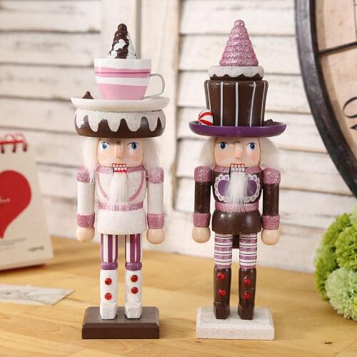 2pcs 25cm Vintage Christmas home decor Wooden Candy Nutcrackers Wood Home Decoration Accessories