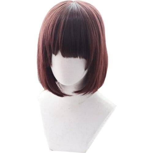 2021 Chara Frisk Wig Brown Heat Resistant Synthetic Hair Undertale Cosplay Wigs Necklace