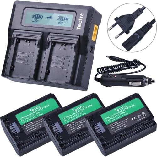 3pcs NP FZ100 NP-FZ100 NPFZ100 battery+ AC Fast LCD Dual Charger for Sony ILCE-9, BC-QZ1, a7r3, A7RIII, ILCE-7RM3, A9R, 7RM3